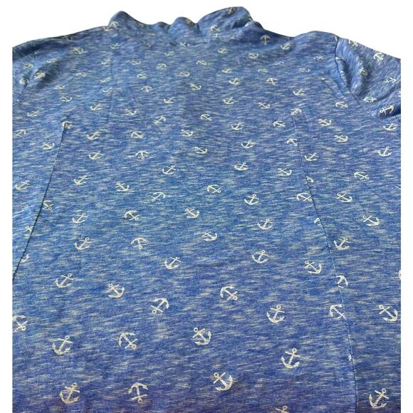REBECCA MALONE SHORT SLV POINTED COLLAR V-NECK TOP, WOMENS, 1X, BLUE, ANCHORS - Picture 8 of 12